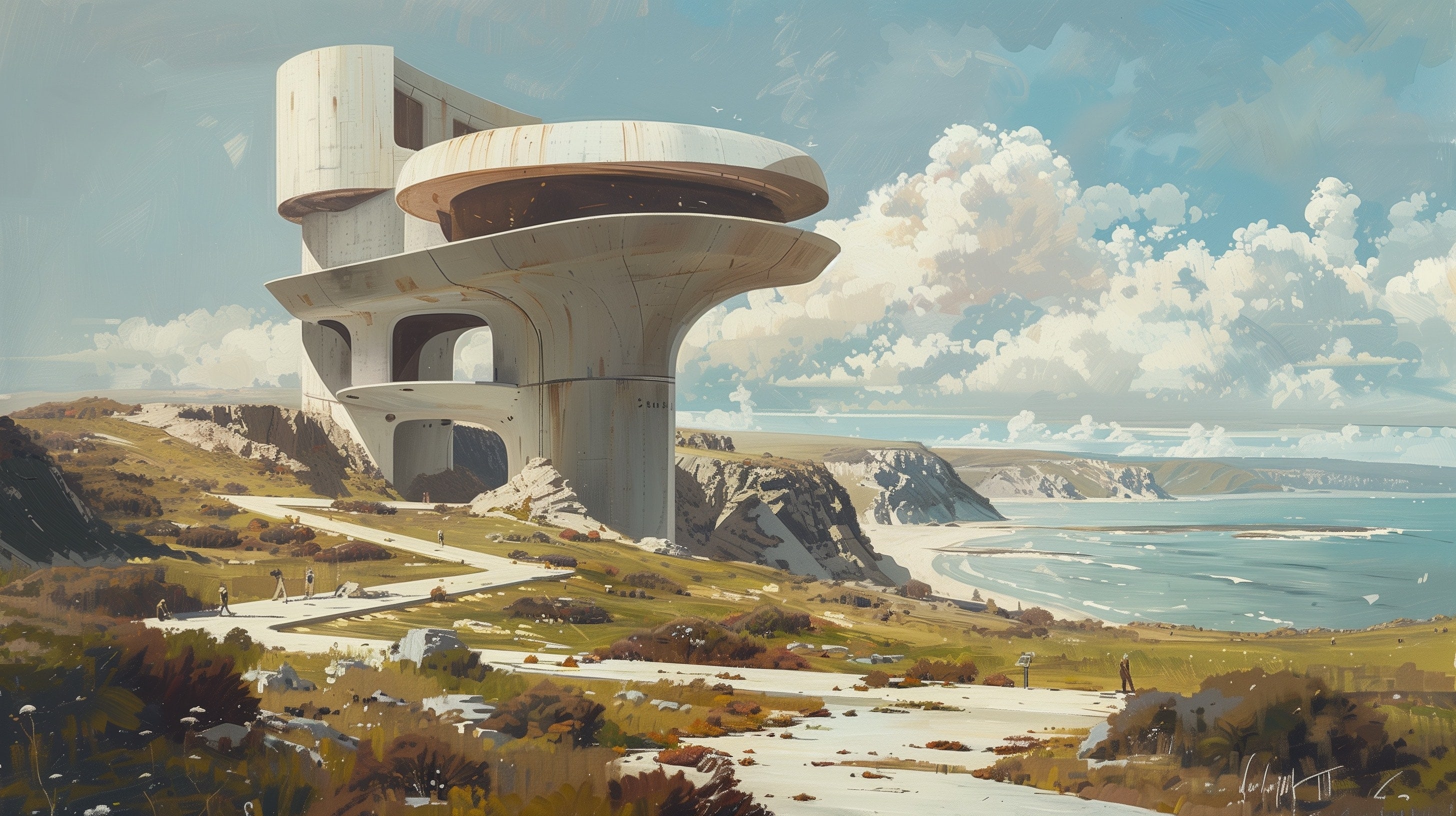 A civic building overlooking the New Zealand coast